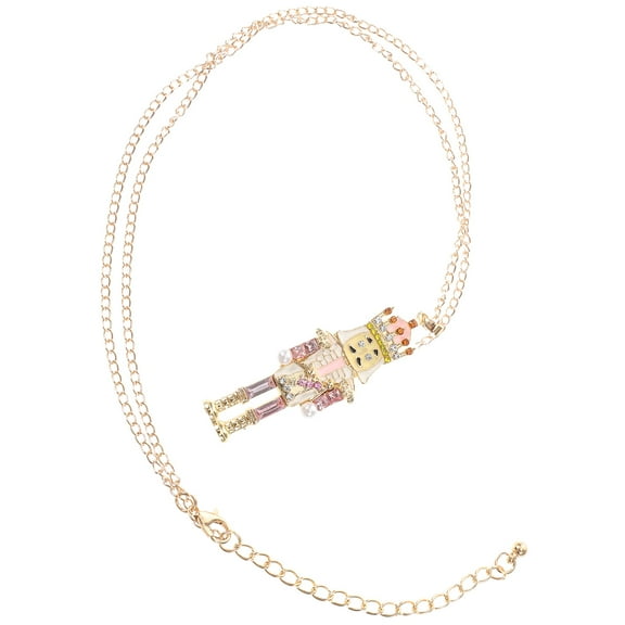 LOLIPPYY Christmas Nutcracker Necklace with Enamel Soldier Charm and Sparkling Zirconia for Holiday Festive Wear