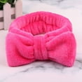 thumbnail image 2 of Plush Bow Headbands for Women - Wide Spa Facial Soft Elastic Hair Band for Washing Face Skincare Makeup Bath Daily Use Hot Pink, 2 of 3