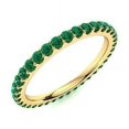 thumbnail image 2 of Stackable Emerald Round 2 mm Minimilist Full Eternity Band Ring 925 Sterling Silver Yellow Gold Plated Gemstone Jewelry For Women Gift, 2 of 5