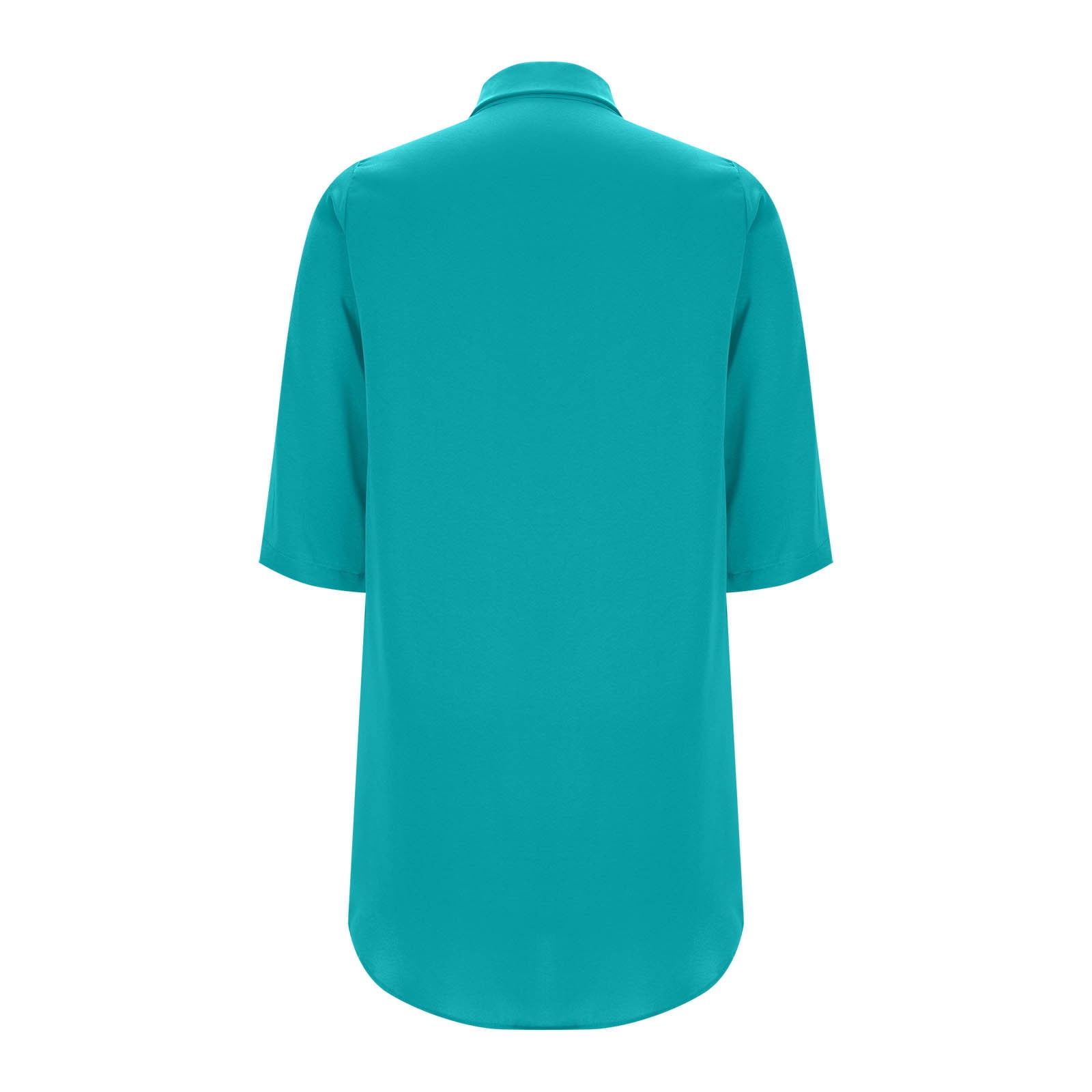 JGGSPWM Women's Casual Button Down Maxi Shirt Dress 3/4 Sleeve Solid Turn Down Collar Shirt Tunic Long Dress Green XL