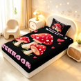 thumbnail image 4 of Homewish Kawaii Cartoon Mushrooms Twin Sheets,Letter Heart Bedding,Black Red,3 Pieces,1 Flat Sheet,1 Fitted Sheet and 1 Pillowcase, 4 of 6