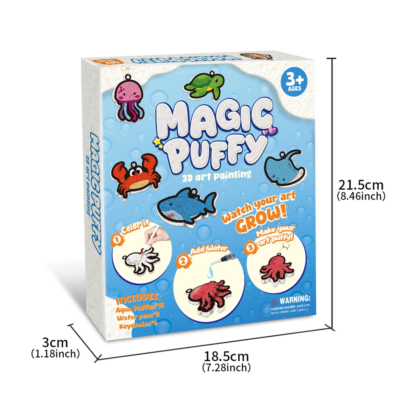 Anmrize Magic Foam Texture Painting Kit - 3D Art Craft Aqua Puffs Paint Kit, 15 Mess-Free Paint by Number Craft for DIY-Style B