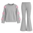 thumbnail image 2 of Kezqiaxn 2 Piece Winter Outfit for Girls Cute Bowknot Pullover Sweatshirt and Flared Pants Matching Sets Teen Girl Clothes Size 5-15, 2 of 8