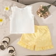 thumbnail image 2 of VUHXZWAF Girls Summer Clothes Set Sleeveless Line Shirt and Ruffle Shorts Kids Outfits Size 18-24 Months, 2 of 3