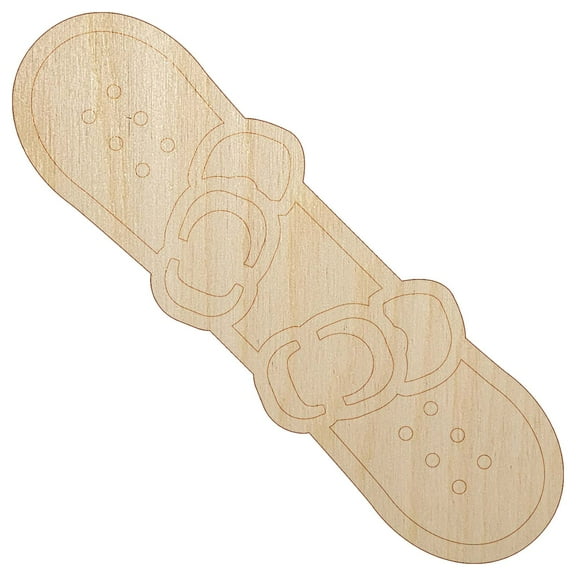 Snowboard with Boot Bindings Extreme Winter Sports Wood Shape Unfinished Piece Cutout Craft DIY Projects - 4.70 Inch Size - 1/8 Inch Thick