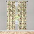 thumbnail image 2 of Ambesonne Tropical Curtains, Aloha Totem Motifs Guitar, Pair of 28"x95", Champagne Fawn Lime Green, 2 of 4