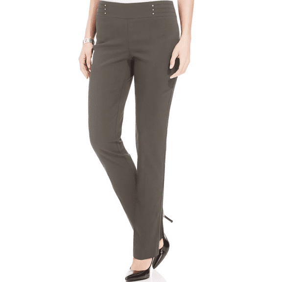 Jm Collection BROWN CLAY Women's Studded Tummy Control Pants, US X-Large-Short