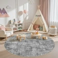 thumbnail image 3 of UERMEI 5'x5' Round Washable Area Rugs for Living Room, Modern Abstract Printed Rug, Vacuum-Friendly, Non Slip Indoor Rug for Bedroom Entryway Home Decor Carpet, Gray, 3 of 6