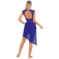 thumbnail image 6 of Aislor Womens Lyrical Dance Figure Skating Sleeveless Chiffon Flowy High-Low Leotard Dress Royal Blue XXL, 6 of 7