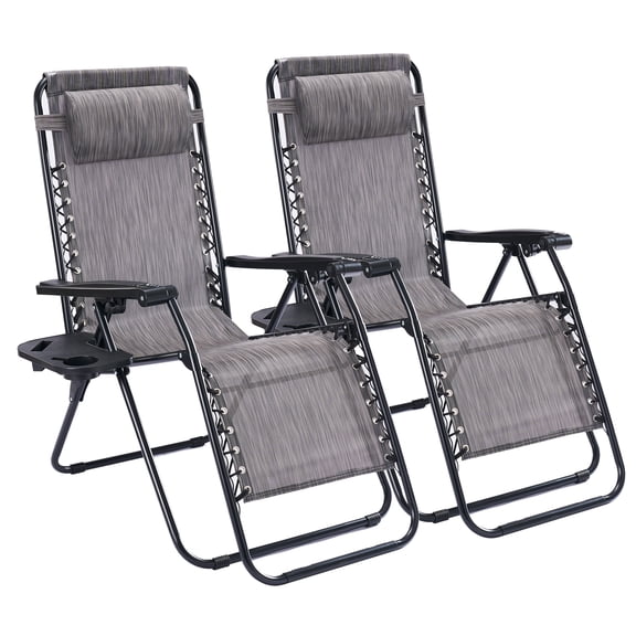 EDX Zero Gravity Chair Outdoor Lounge Chair,Suitable for Beach Terrace Pool Patio, Gray 2-Pack