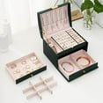 thumbnail image 4 of ziyahi 3 Layer Jewelry Box Removable Dividers Case 36 Ear Studs Waterproof Green, 4 of 9