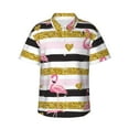 thumbnail image 2 of Picia Gold Glittering Hearts and Flamingos Gentle Cotton Regular Fit Short Sleeve Casual Hawaiian Shirt for Men-Medium, 2 of 9