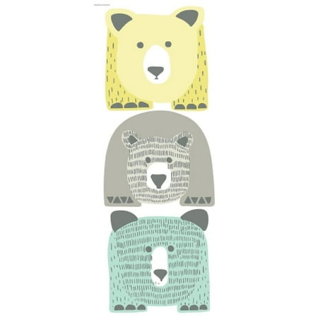 Dwell Studio Sham - York Wallcoverings RMK3364GM RoomMates 3 Piece Dwell Studio Bears Repositionable Peel and Stick Wall Decals