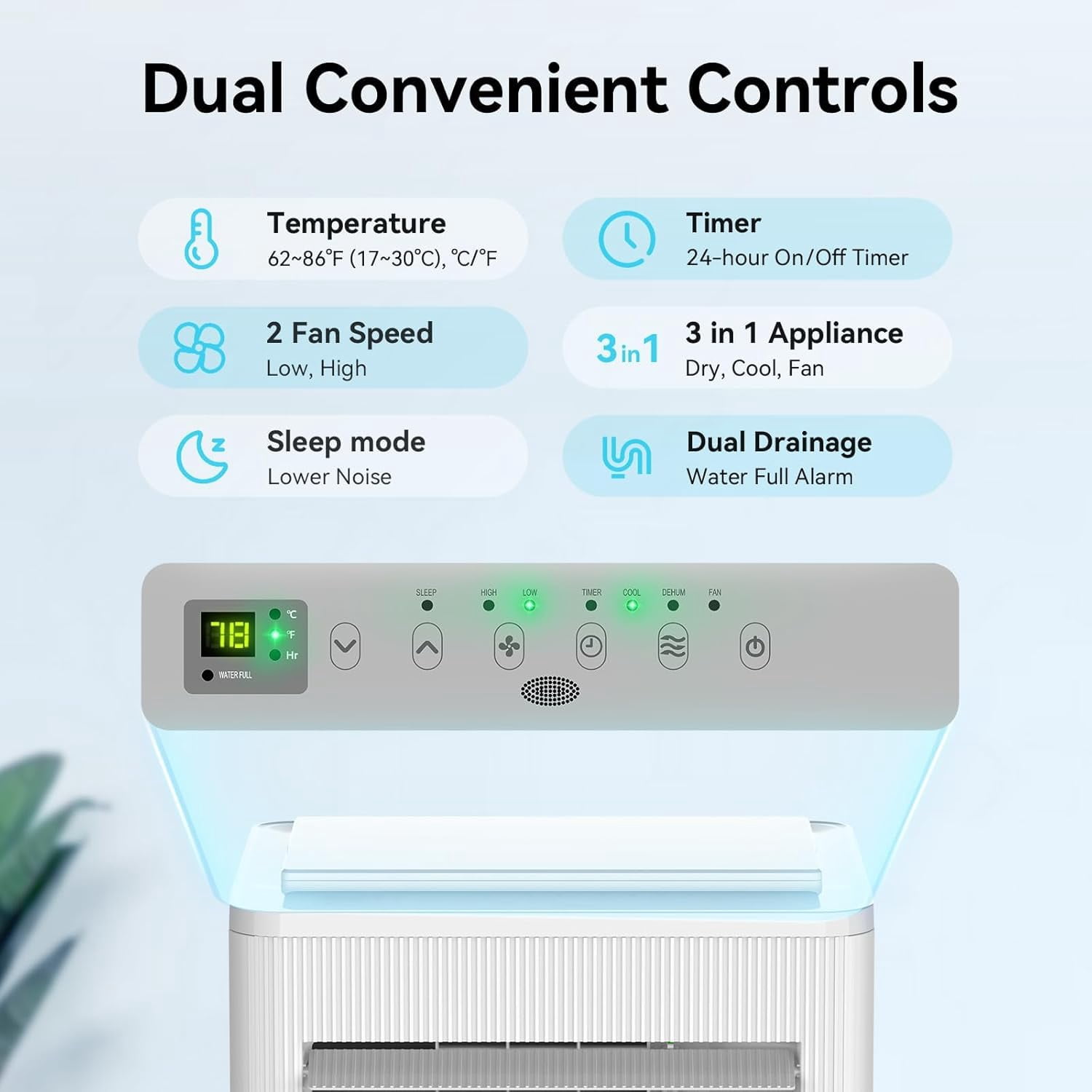 Air Choice 10000 BTU Portable Air Conditioner for Room Up to 450 Sq.Ft, Remote Control, 24H Timer, Air Cooling Unit 3-in-1 as Cooler Dehumidifier Fan, Window Kit Included