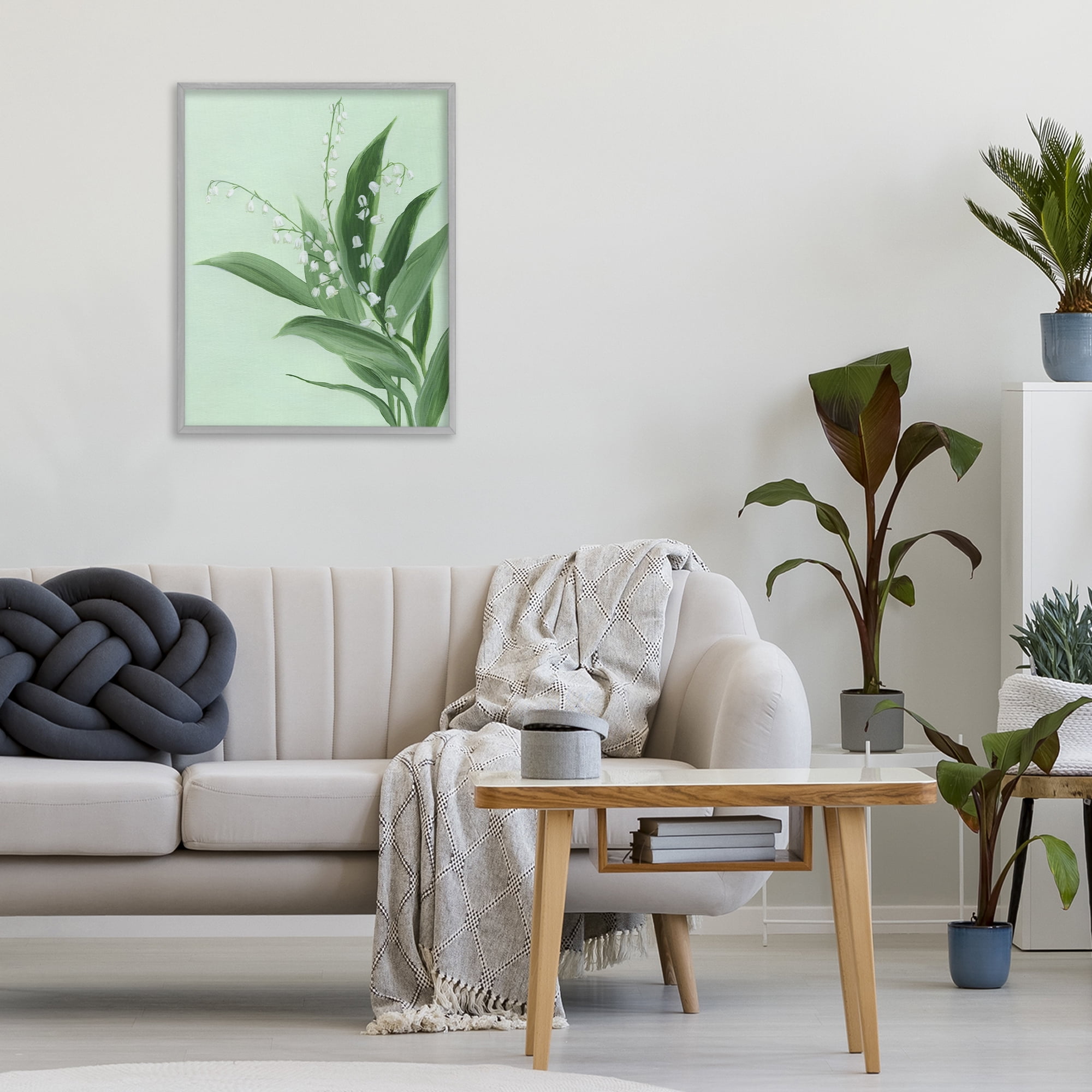 Stupell Industries Gentle Lily of Valley Gray Framed Giclee Art, design by Grace Popp