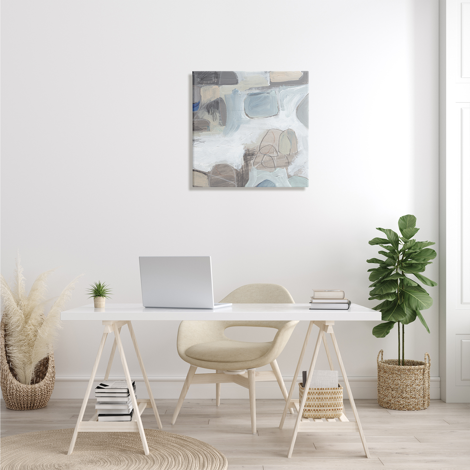 Stupell Industries Conceptual Geometric Shapes Busy Lines Grey Blue, 24 x 24, Designed by Jennifer Paxton Parker
