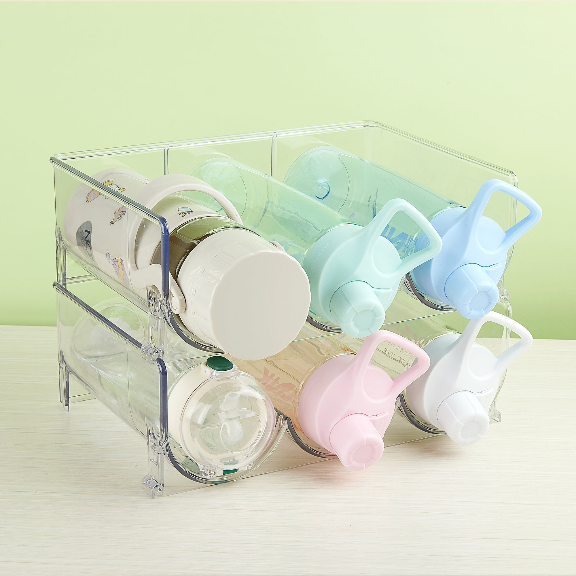 Buy Vtopmart Plastic Water Bottle Organizer, 2 Pack Stackable Bottle ...