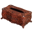 thumbnail image 3 of Caja de pañuelos con tapa, soporte para pañuelos de escritorio, almacenamiento de toallas de papel, regalos, dispensador de servilletas multiusos para Rojo marrón, 3 of 8