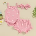 thumbnail image 2 of Bagilaanoe 3pcs Newborn Baby Girl Shorts Set Print Sleeveless Romper Tops + Ruffle Shorts + Headband 3M 6M 12M 18M Infant Casual Summer Clothes, 2 of 7
