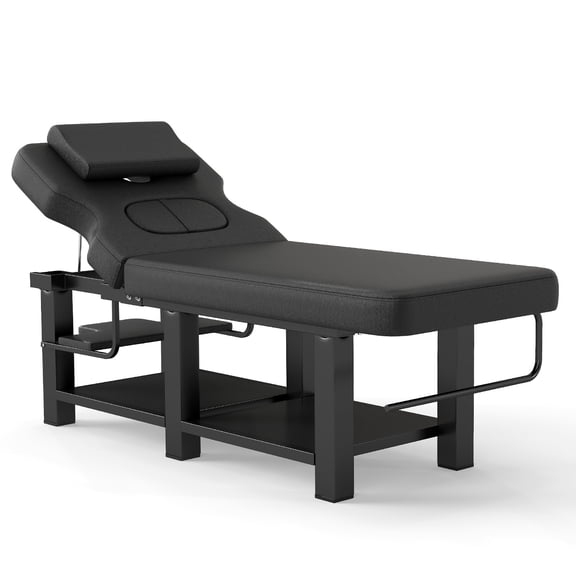 Artist hand Heavy Duty Professional Stationary Massage Table Spa Facial Bed with Backrest for Physical Therapy Treatment Tattoo Salon (Black)