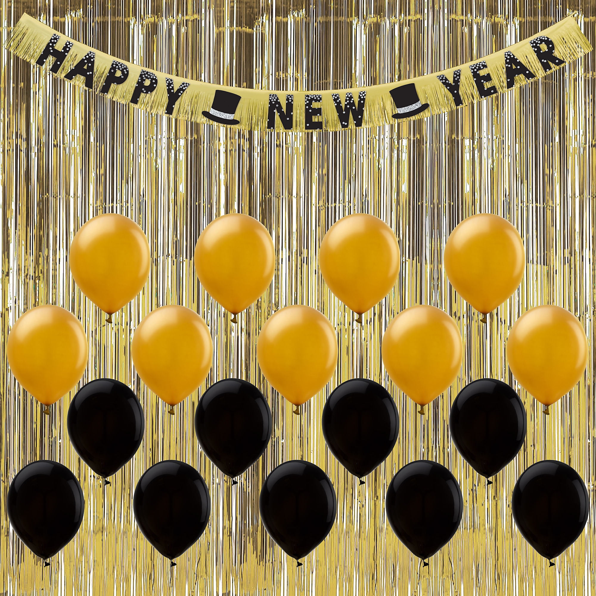 Party City Black and Gold New Year's Eve Balloon Backdrop