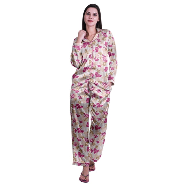 Moomaya Shorts de Pyjama avec Poches pour Femmes Pyjama Imprimé Chemise de Nuit