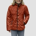 thumbnail image 5 of felwors Women's Quilted Barn Jackets Trendy Puffer Coats Quilted Bomber Jacket Lightweight Warm Winter Outerwear with Pockets Orange, XS, 5 of 8