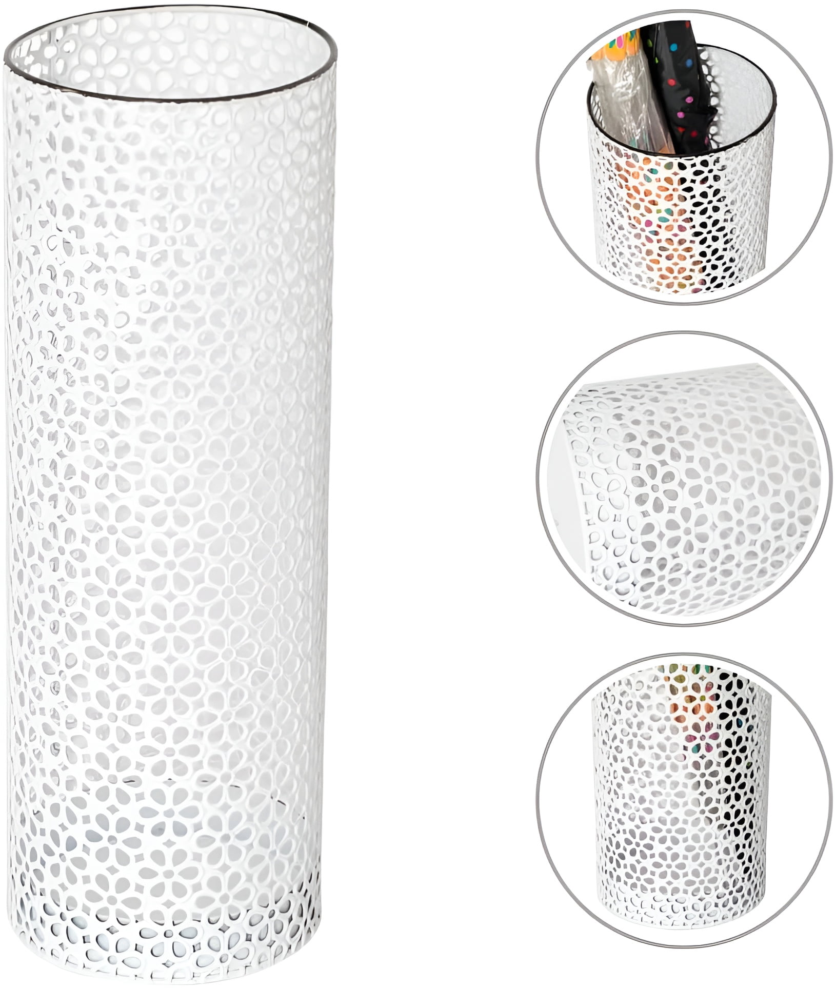 Concepts 8x20 inch Heavy Duty Metal Umbrella Stand - White Floral Lace