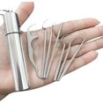 thumbnail image 1 of 7 Unids/set Palillos de Dientes Portátiles de Acero Inoxidable Bolsillo Palillos de Metal Reutilizables para Picnic Al Aire Libre Camping Viajar Plata 9.5*2 cm, 1 of 5