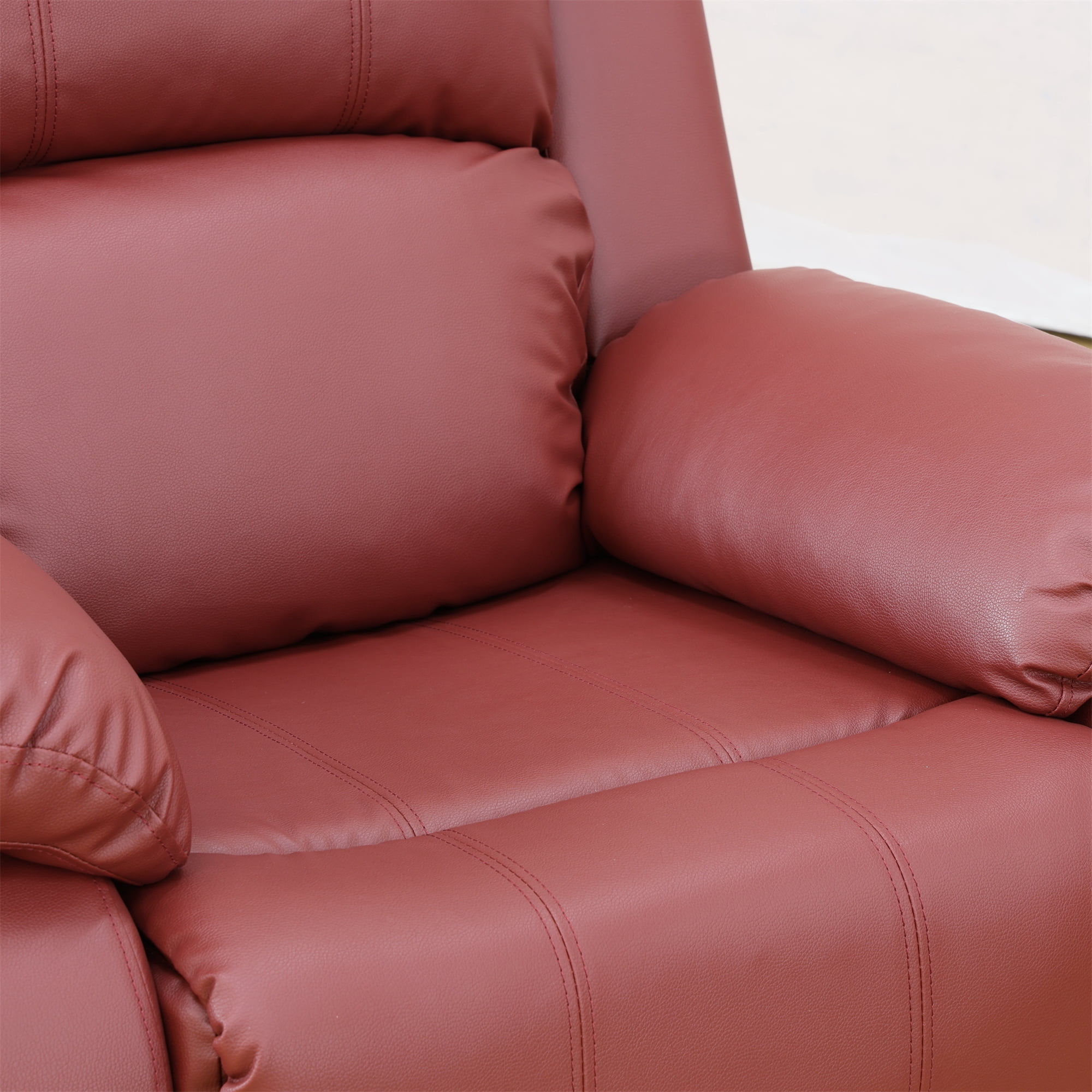 Aukfa Double Manual Recliner Chair, Overstuffed Loveseat with Cupholder for Living Room, Red