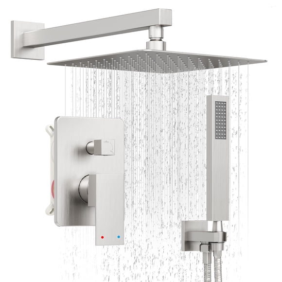 Sistema de ducha HoliSpa de níquel cepillado con ducha tipo lluvia de 30 cm