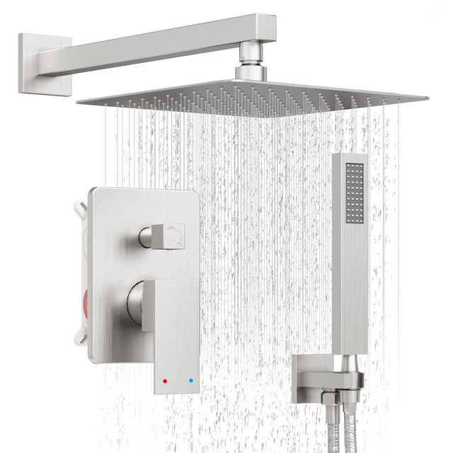 Sistema de ducha HoliSpa de níquel cepillado con ducha tipo lluvia de 30 cm