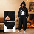 thumbnail image 3 of Matching Halloween Pumpkin Onesie Costume for Adults, Flannel Hooded Pumpkin Pajamas with Ghost Print, Halloween Pajamas for Women and Men, Ultra Soft Oversized Jumpsuit Loungewear for Trick or Treat, 3 of 8