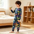 thumbnail image 2 of FEDPOP Toddler Boys Dinosaur Pajamas Bamboo Viscose Kids Long Sleeve Snug fit Pjs 2pcs Set 3T, 2 of 7