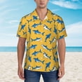 thumbnail image 2 of Balery Shark Print Camisas hawaianas de manga corta para hombre, camisas playeras de corte holgado, camisas de vacaciones con botones,Large, 2 of 7