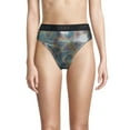 thumbnail image 2 of DKNY Women's Standard High Waisted Full Coverage Bikini Bottom, Black Multi Medium, 2 of 4