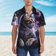 thumbnail image 2 of Balery Purple Moon Cat Camisas hawaianas de manga corta para hombre, camisas playeras de corte holgado, camisas de vacaciones con botones,3X-Large, 2 of 7