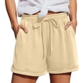thumbnail image 3 of SOFTCCLO Shorts for Women 2026 Summer New Shorts Wide Leg Elastic Waist Outdoor Lounge Womens Shorts Beige L, 3 of 6