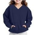 thumbnail image 4 of Atogsazn Kids Boys V Neck Sweatshirt Children's Casual Long Sleeve Pullover Sweatshirts Loose Fit Tops Clothing 03-Navy 4-5 Years Fashion, 4 of 8