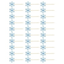 DEEPCRAFF Wooden Blue Snowflake Cupcake Toppers for Wedding 30Pcs 4.72X2.08X2.08in