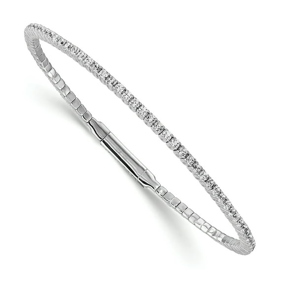Primal Silver Sterling Silver Cubic Zirconia Flexible Bangle Bracelet