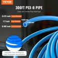 thumbnail image 4 of VEVOR PEX Pipe 1/2 Inch, 300 Feet Length PEX-B Flexible Pipe Tubing for Potable Water, Pex Water Lines for Hot/Cold Water & Easily Restore, Plumbing Applications with Free Cutter & Clamps ,Blue, 4 of 9