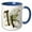 Blue/White, variant on 3drose, Fancy Monogram Initial W on Green Tropical Leaves, 11oz Two-tone Yellow Mug