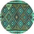 thumbnail image 1 of Ahgly Company Indoor Round Persian Turquoise Blue Traditional Area Rugs, 3' Round, 1 of 4