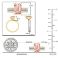 thumbnail image 4 of Dazzlingrock Collection 10x7mm Emerald Cut Morganite & 1.19 Ctw Round White Diamond Eternity Wedding Ring Set for Women in 10K Yellow Gold, Size 5, 4 of 5