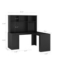 thumbnail image 6 of Royard Oaktree Wood L Shaped Computer Desk with Outlets, USB Ports, Drawer, Bookshelf, and Hutch, 6 of 7