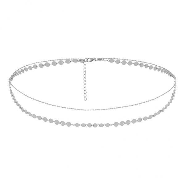 2xMujer Bikini Cuerpo Cadena Cintura Vientre Lentejuelas Cadena Collar Joyería Plata Salvador Cadena de cuerpo de bikini de mujer