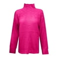 thumbnail image 6 of Womens High Neck Sweaters Cable Knitted Loose Pullover Tops Long Sleeve Solid Color Fall Winter Knitwear (2XL, Hot Pink), 6 of 6