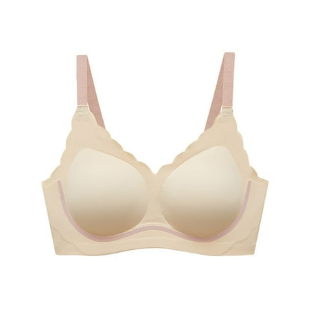 XFLWAM Breathable Bras for Women Wireless Adjustable Strap Smoothing Moderate Push Up Bra Full Coverage Supportive Sports Bra