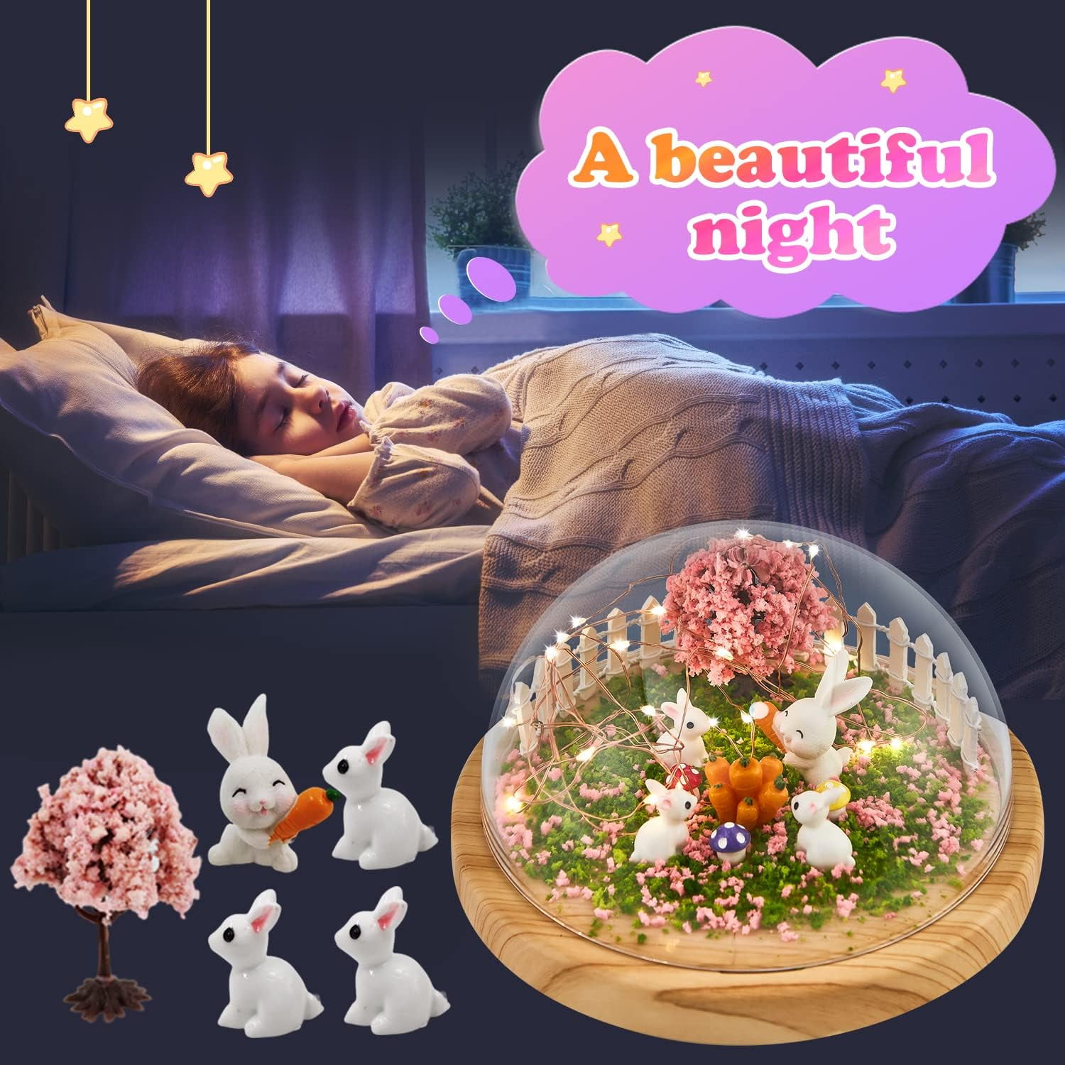 KOMI Make Your Own Night Light with Music, Unicorn DIY Kits for Girls Night Light USB Upgrade Edition Unicorn Toys, Arts and Crafts Lamp Project for Girls, Gifts for 4 5 6 7 8 9 10 Year Old Girl